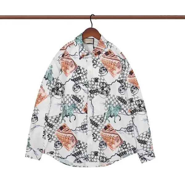 Gucci GG Embroidered Shirt White with Red-Green Trim - 19
