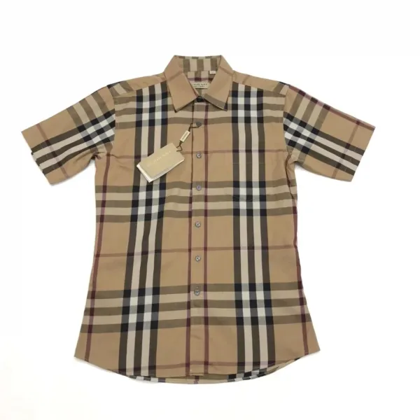 Burberry Check Print Short-Sleeve Shirt Orange Beige Black - 17