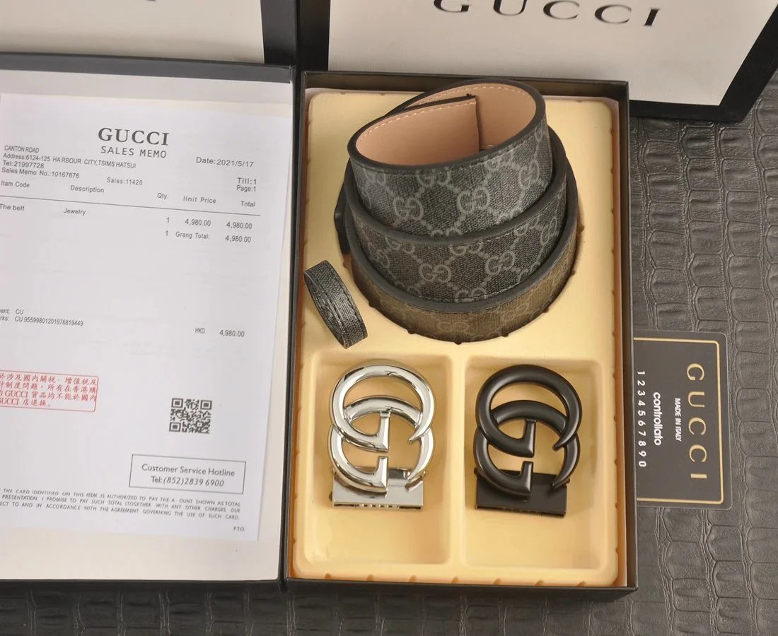 Gucci Belts GG monogram belt with interchangeable Double G buckle image 13