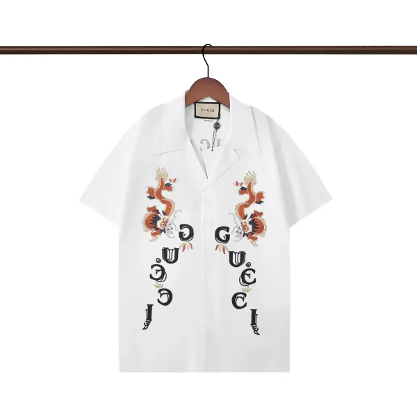 Gucci GG Embroidered Shirt White with Red-Green Trim - 23