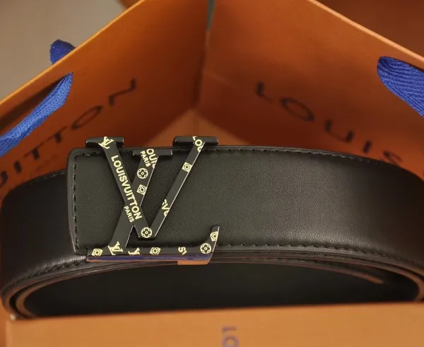 Louis Vuitton Reversible Belt Black Leather with LV Buckles - 4