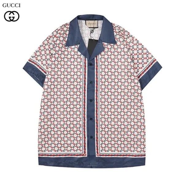 Gucci GG Embroidered Shirt White with Red-Green Trim - 38