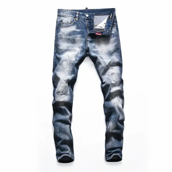 Dsquared2 Distressed Gray Paint-Splatter Slim Fit Jeans - 25