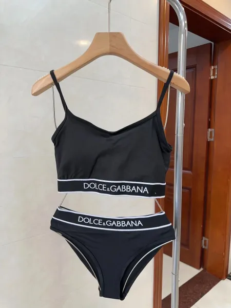 Dolce & Gabbana Logo Band Bralette and Brief Set White Underwear - 13