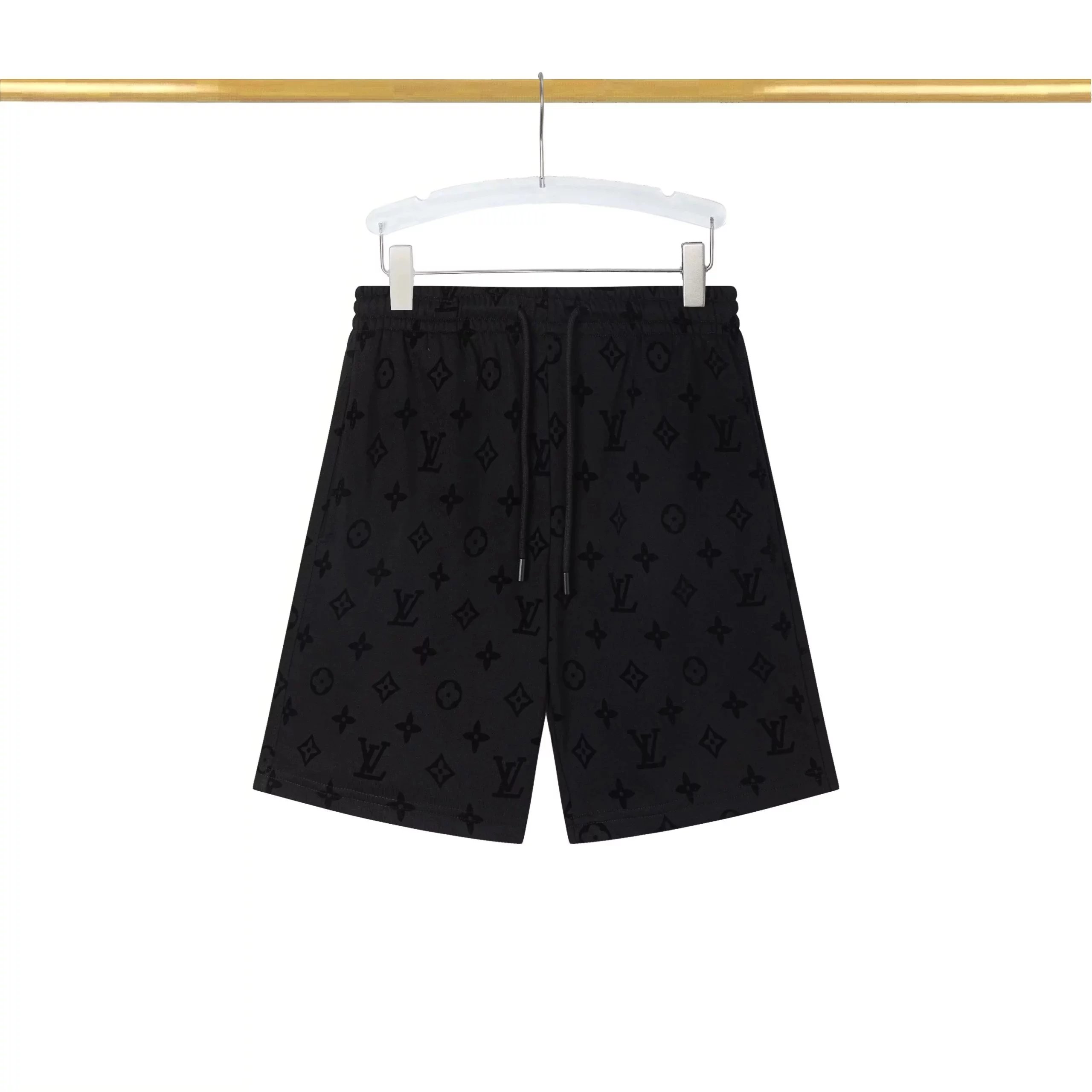 Louis Vuitton Monogram Print Drawstring Shorts Black - 4