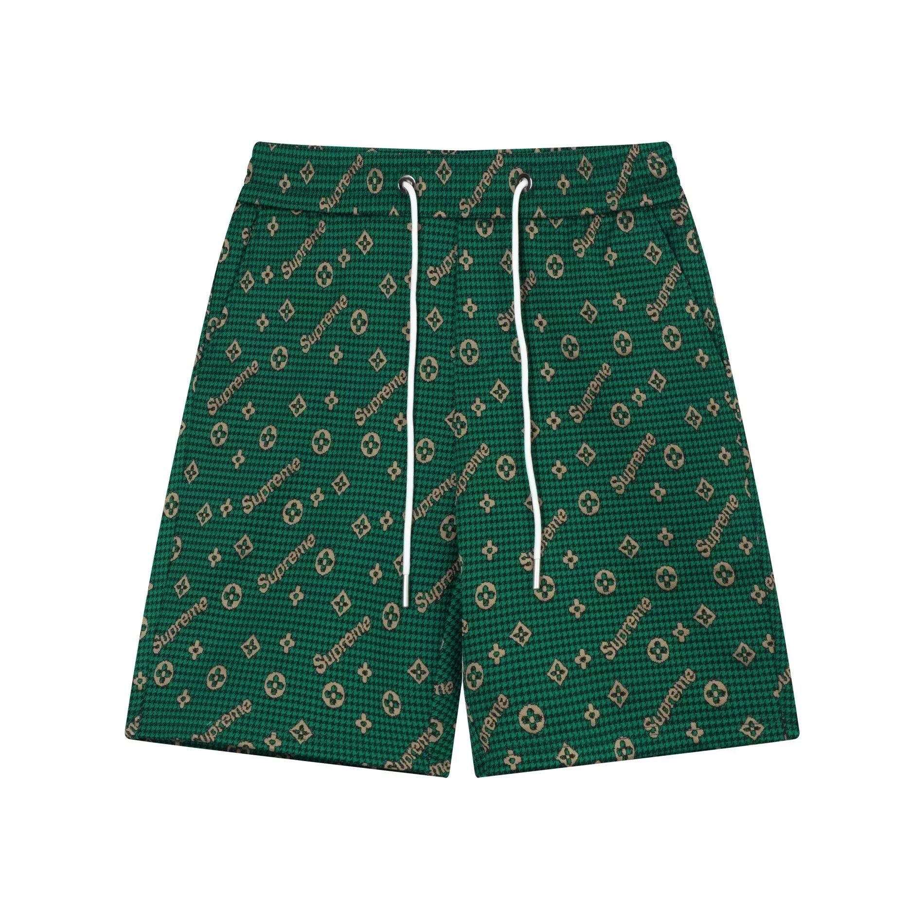Louis Vuitton Monogram Print Drawstring Shorts Black - 14