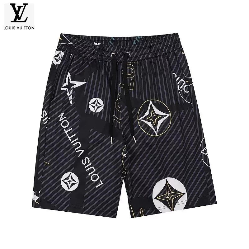 Louis Vuitton Monogram Print Drawstring Shorts Black - 8