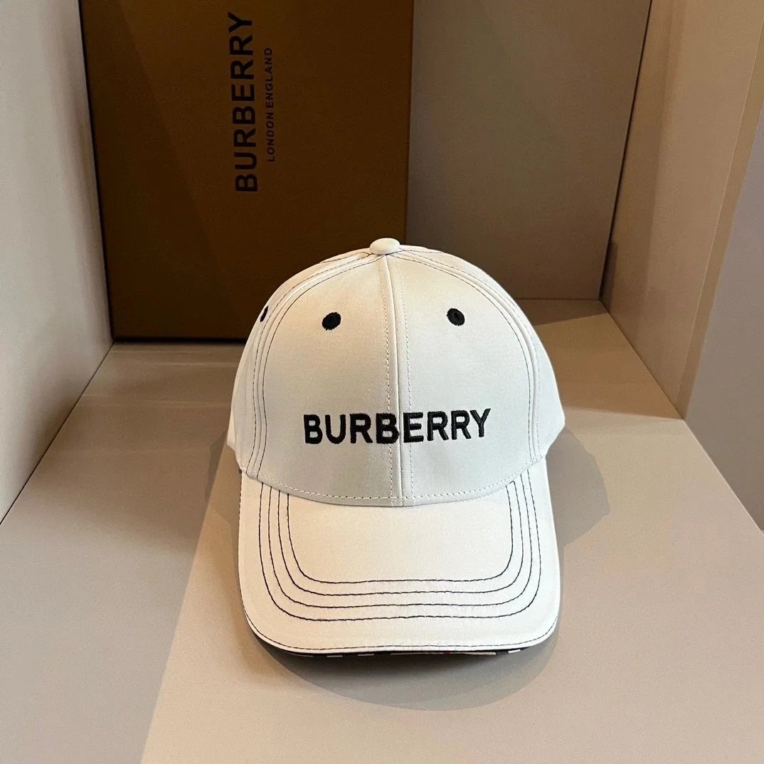 Burberry Check Print Baseball Cap White - 22