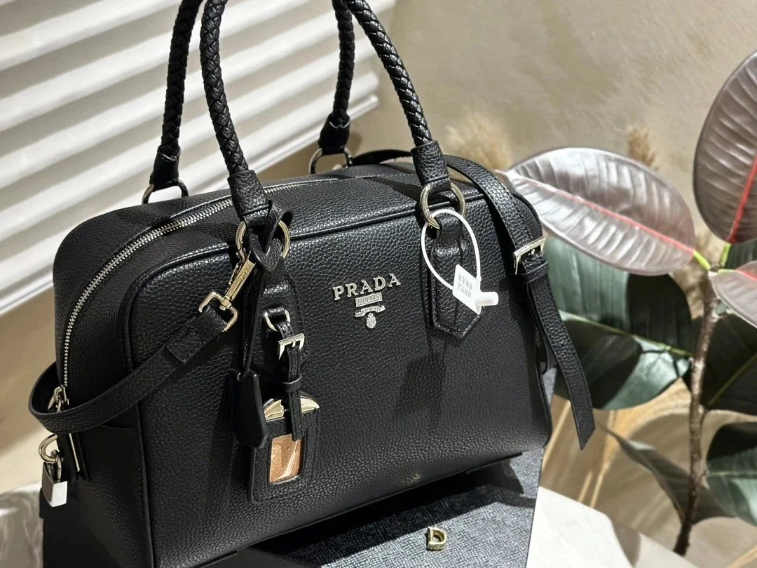Prada Galleria Saffiano Leather Black Handbags - 13