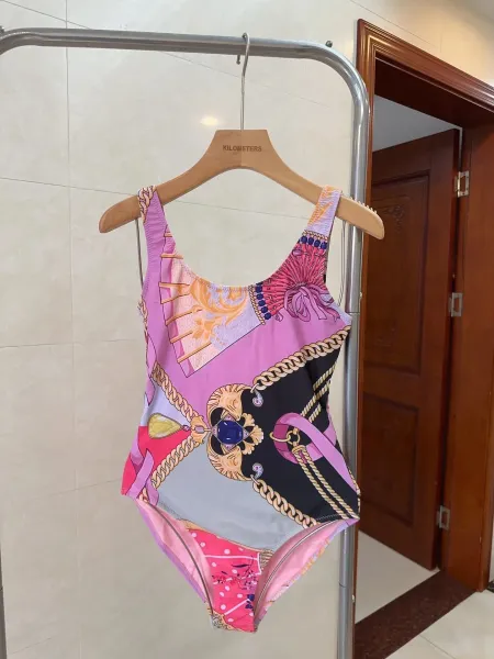 Versace Iconic Greca Pattern Blue Yellow Triangle Bikini Set - 13
