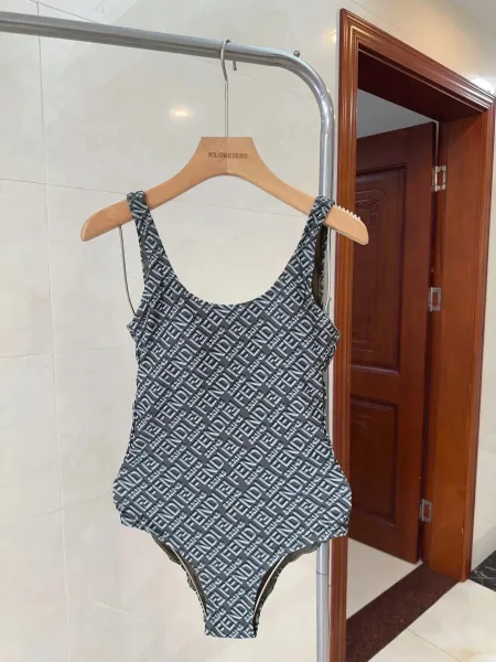 Fendi Logo-Print One-Piece Swimsuit Brown - 20