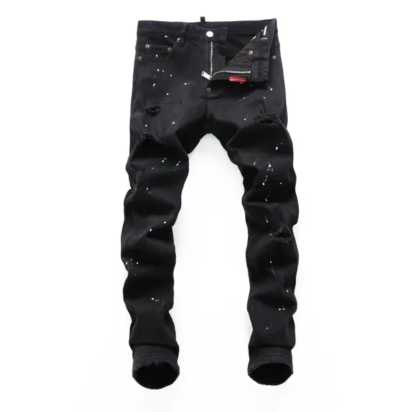 Dsquared2 Paint Splatter Distressed Black Jeans - 23
