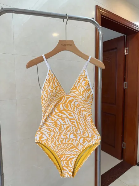 Fendi Logo-Print One-Piece Swimsuit Brown - 27
