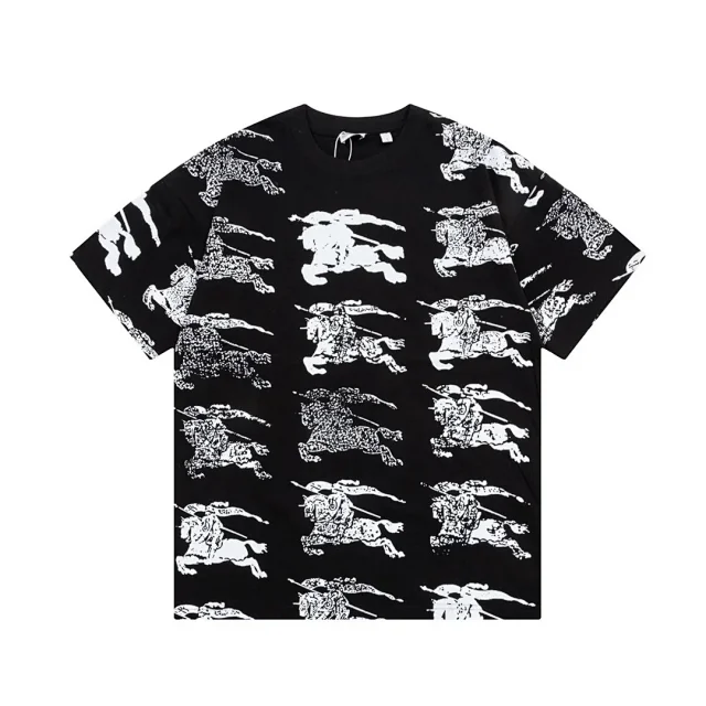 Burberry T-Shirts Short-Sleeve Check Panel T-Shirt with Equestrian Knight Graphic product detail image 19