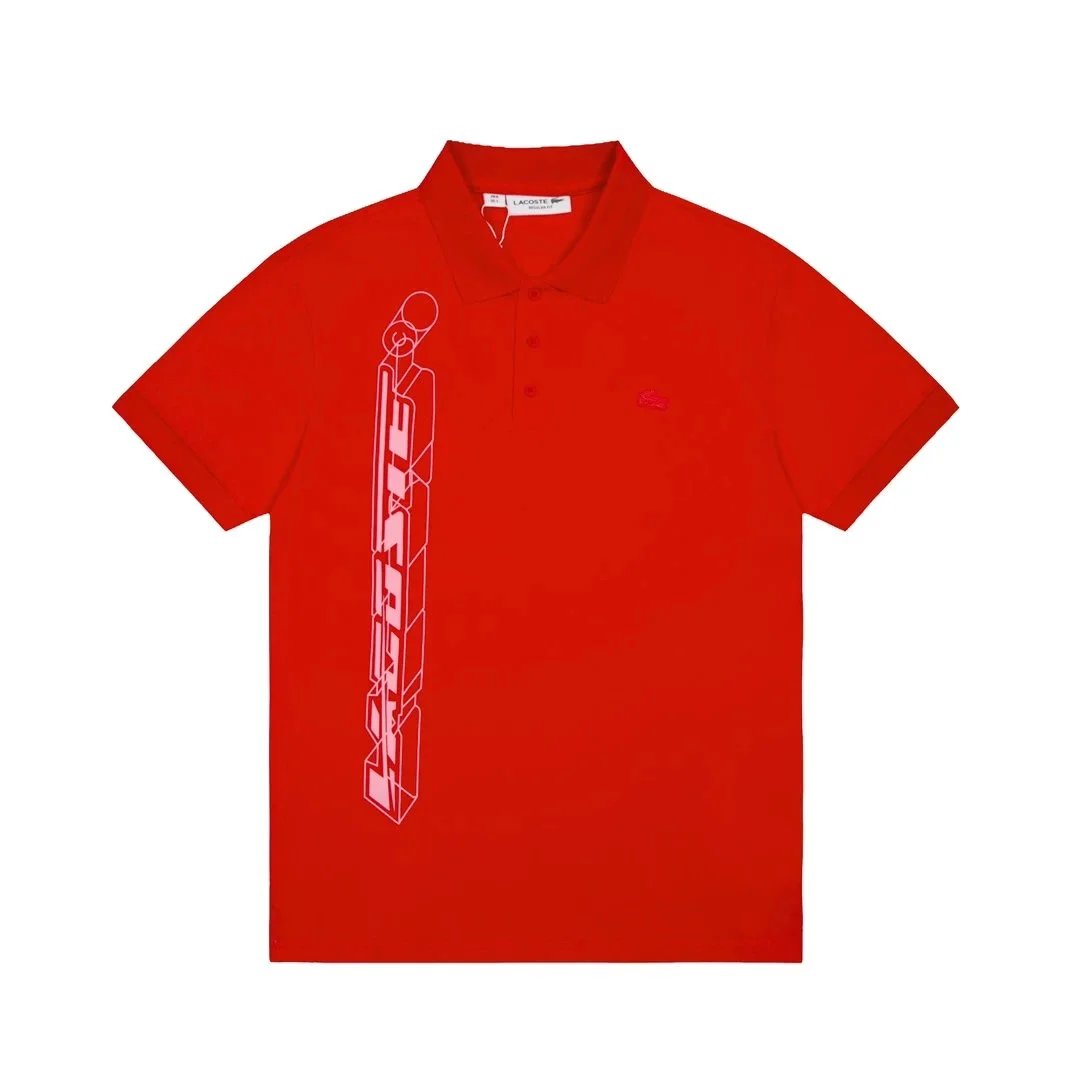 Lacoste Polo Shirt Black with Green Striped Collar and Star Print Cuff Tops.polo - 9