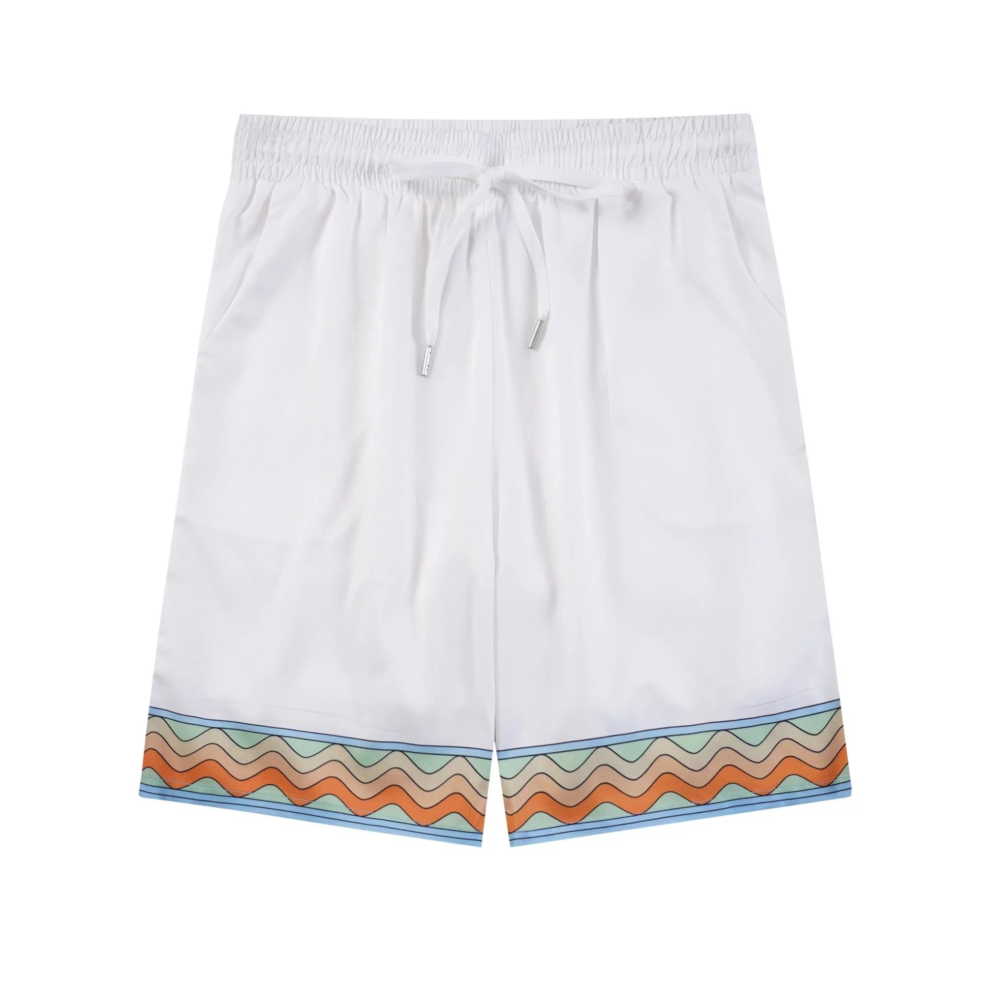 Design Grid Print Baseball Shorts White Pink Green - 35