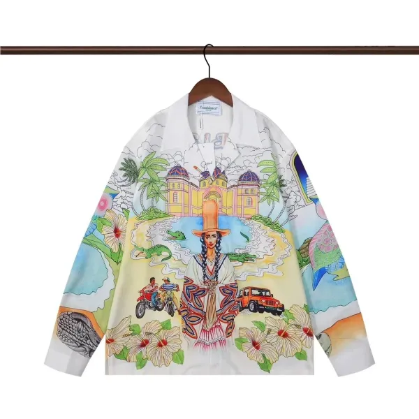 Casablanca Resort Print Oversized Shirt White - 1