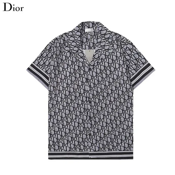 Design Chinese Guardian Lion Print Short-Sleeve Button-Up Shirt White - 16