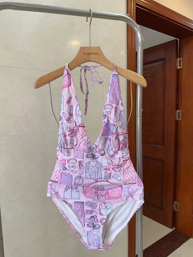 Louis Vuitton Swimwear Monogram Print Triangle Bikini Set product detail image 23