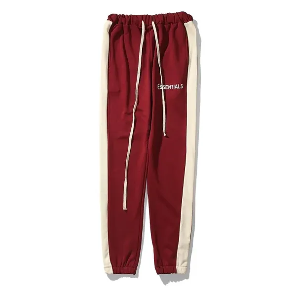Essentials Track Pants Burgundy with Cream Side Stripes Sweatpants - 26