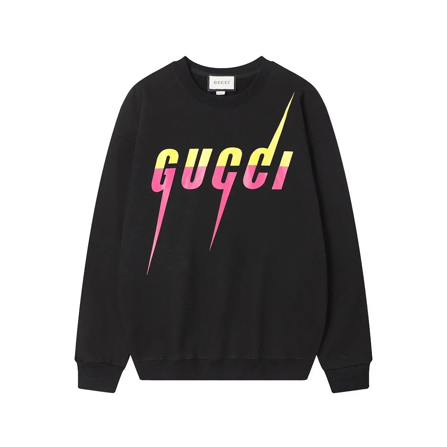 Gucci Rainbow Lightning Logo Crewneck Sweatshirt Beige Hoodie - 11