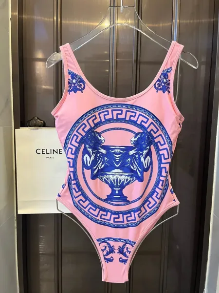 Versace Medusa Urn Print Long-Sleeve Bodysuit Lilac - 23