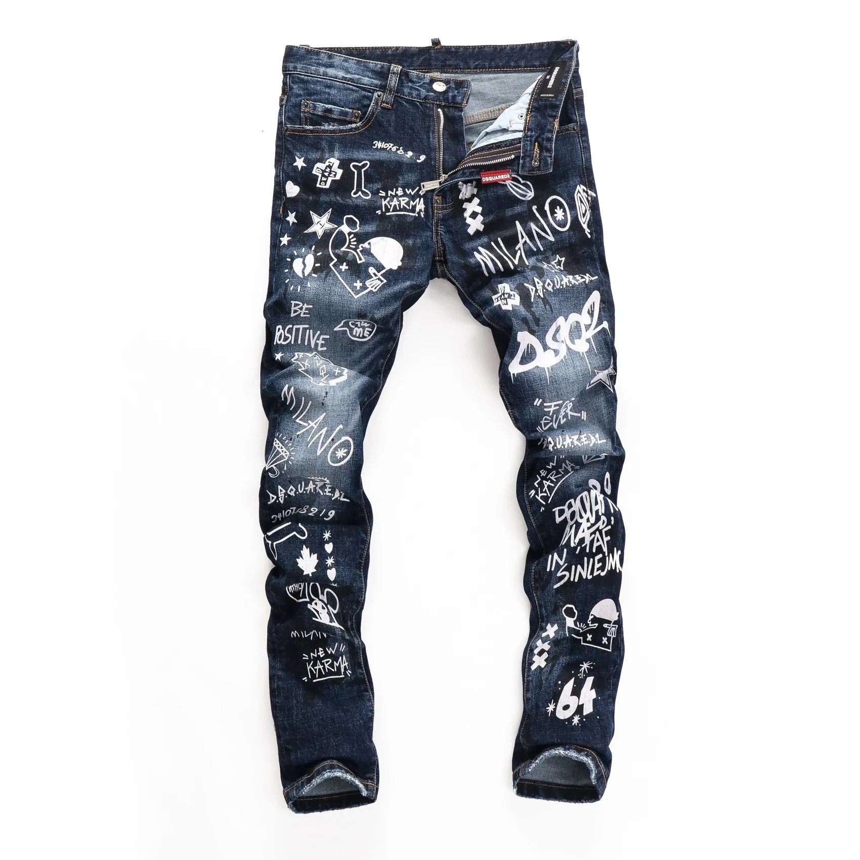 Dsquared2 Paint Splatter Distressed Black Jeans - 36