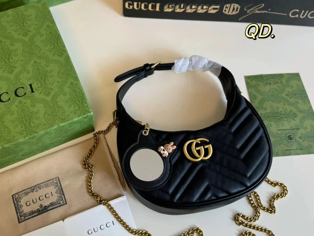 Gucci GG Marmont Mini Shoulder Bag Beige Canvas with Brown Leather Trim - 27