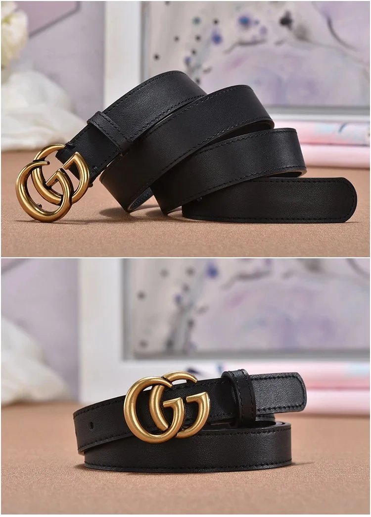 Gucci Marmont Double G Belt Black Leather Belt - 8