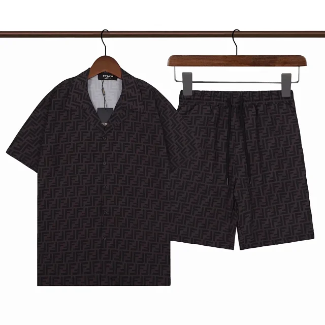 Fendi Shirts Short-Sleeve FF Monogram Camp-Collar Shirt product detail image 2