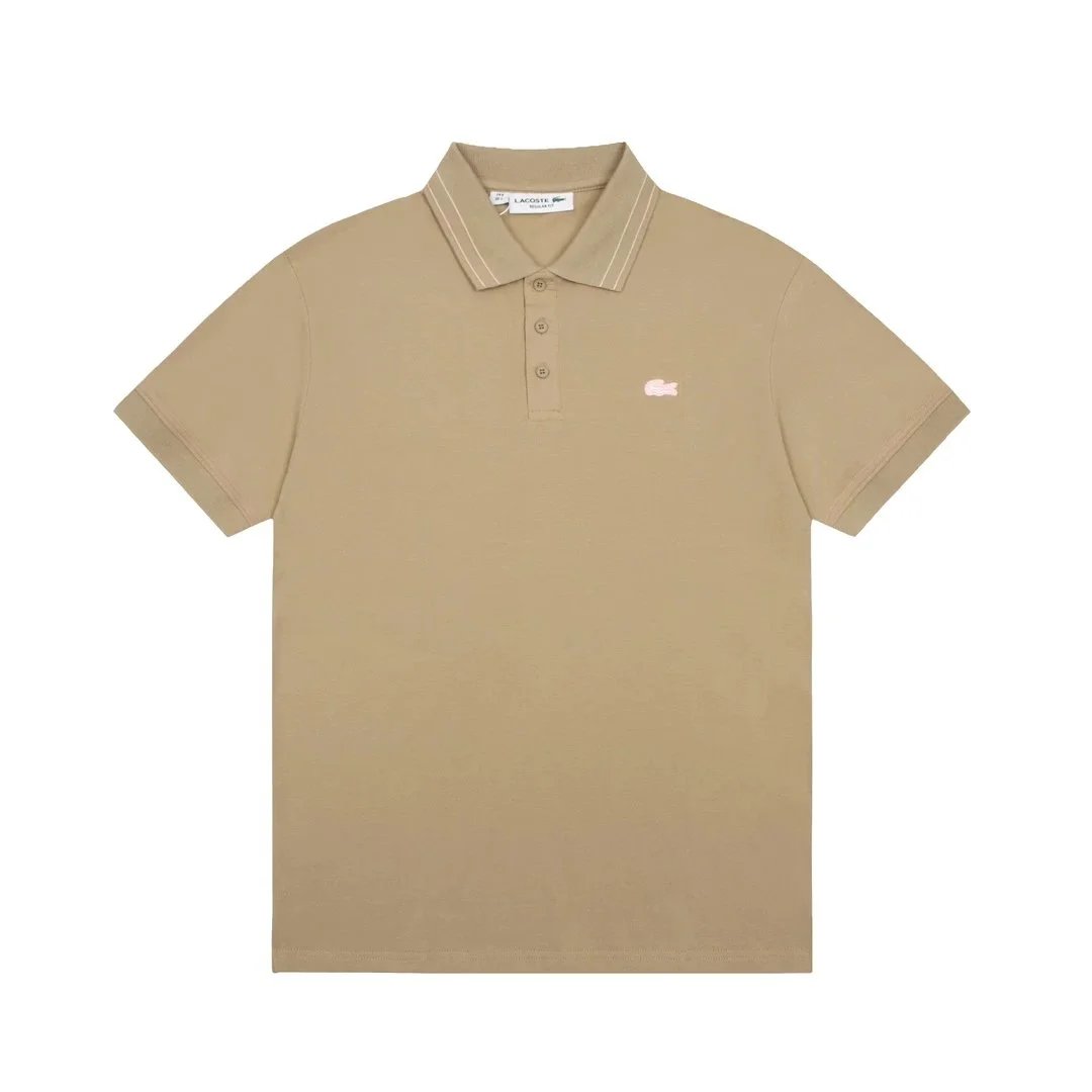Lacoste Polo Shirt Black with Green Striped Collar and Star Print Cuff Tops.polo - 11