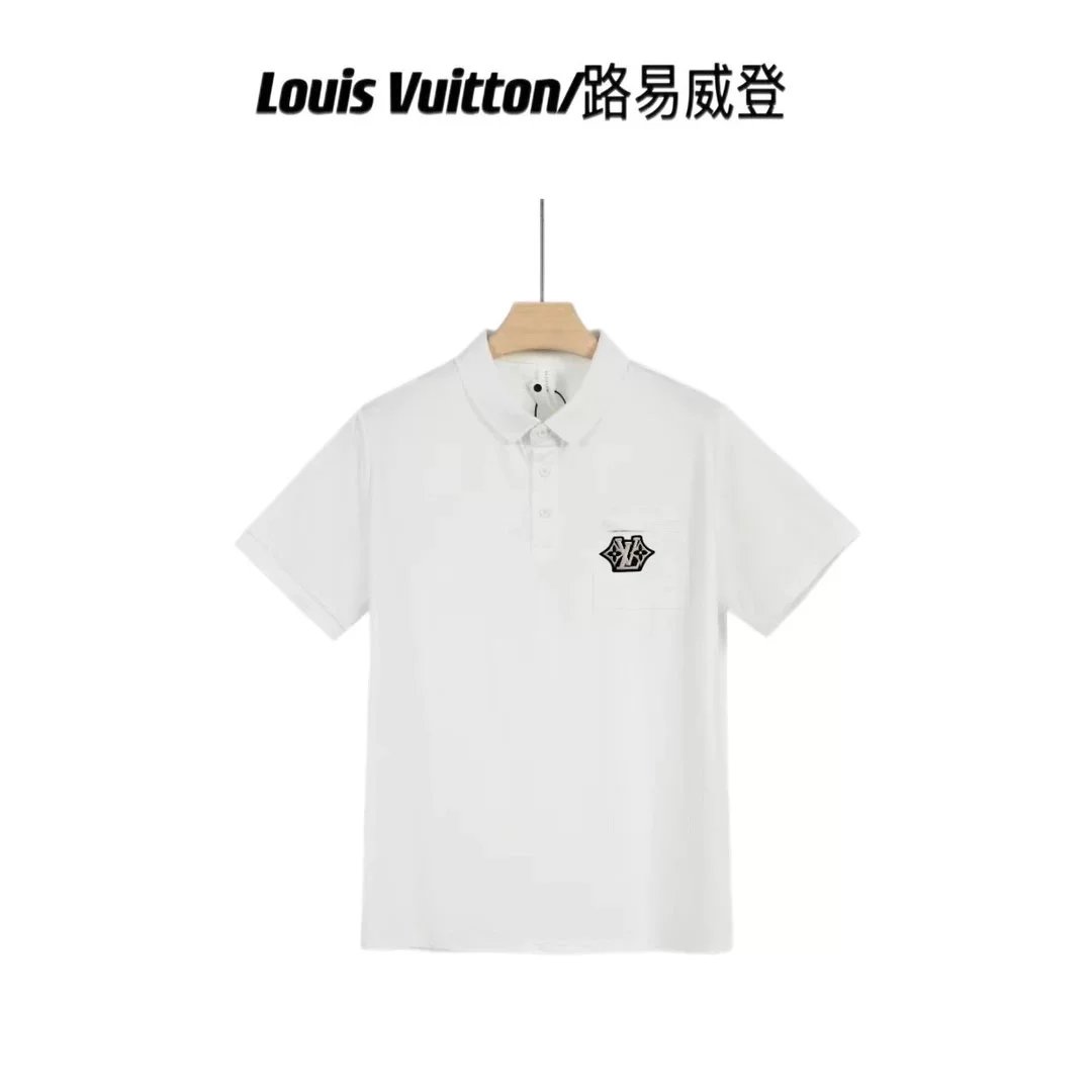 Louis Vuitton LV Monogram Embroidered White Polo Shirt Tops Polo - 21