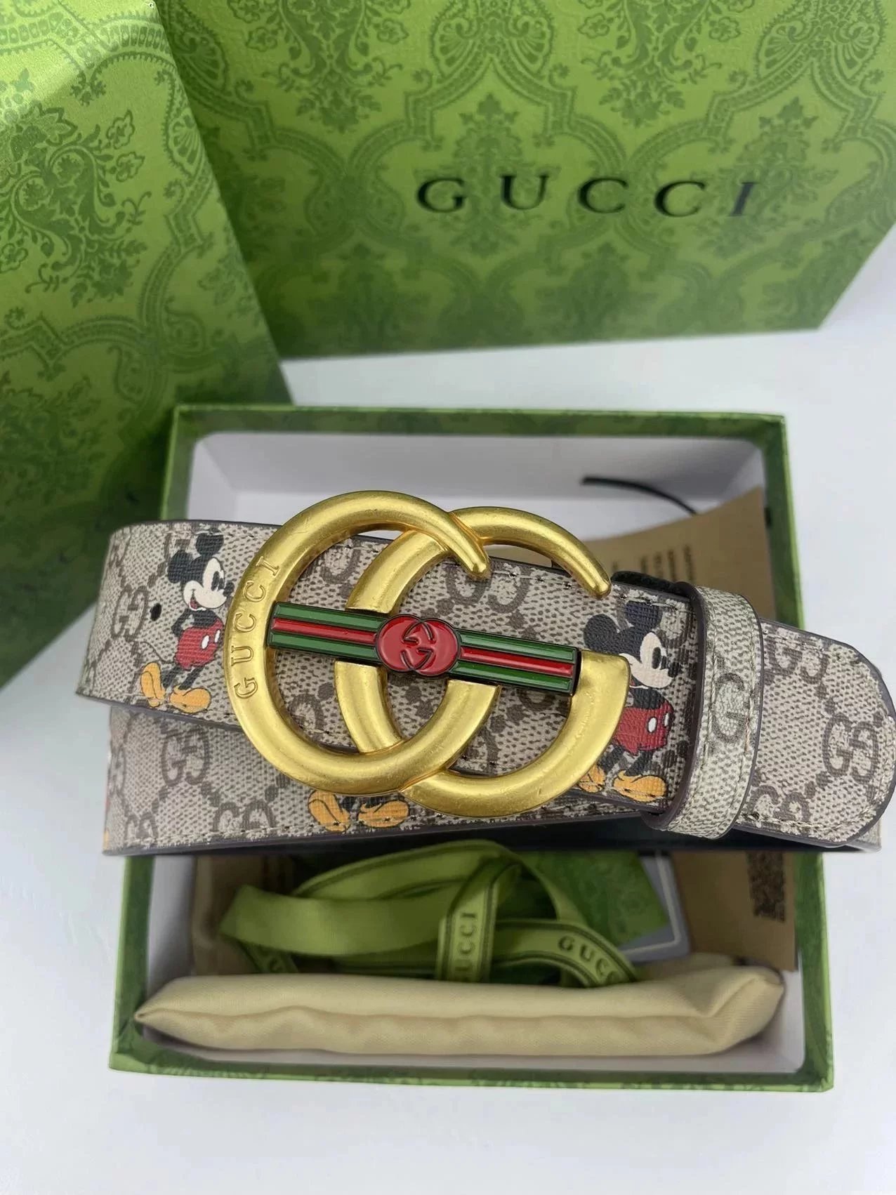 Gucci GG Marmont Snake Buckle Belt Gray Canvas with Gold Hardware - 7