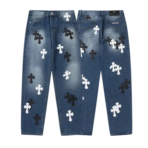 Saint Tears Cross Embroidered Black Jeans - 28