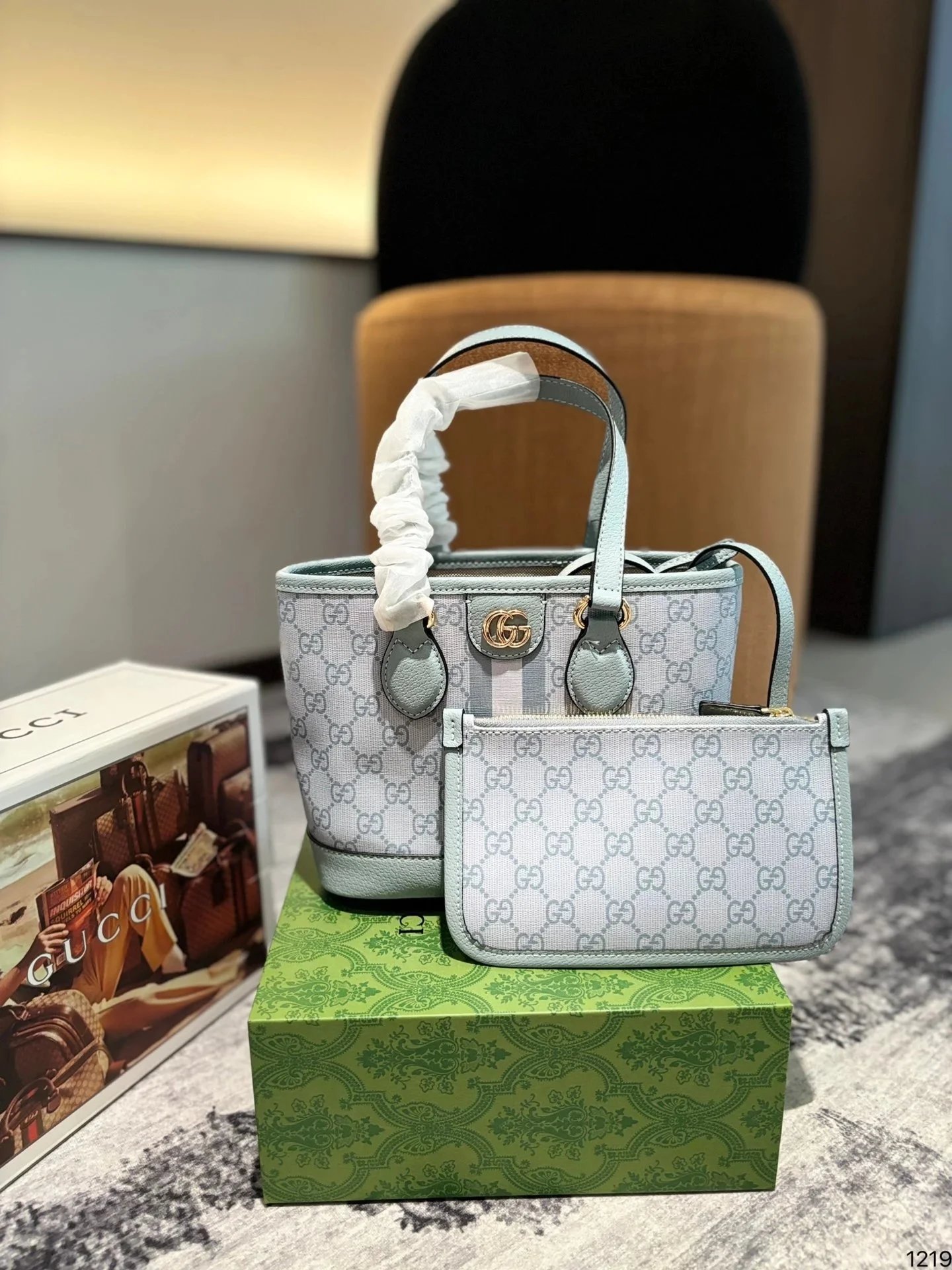 Gucci Hobo Bucket Bag Beige Brown GG Monogram with Web Stripe Shoulder Bag - 26