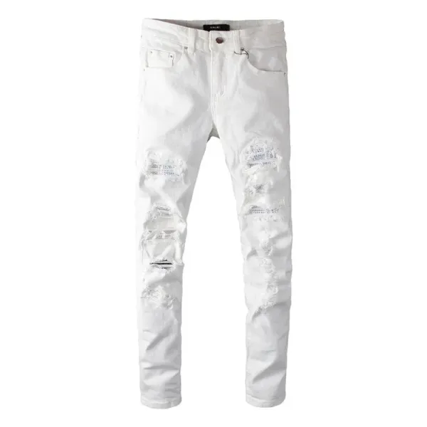 Amiri Distressed Patchwork Black Jeans - 28