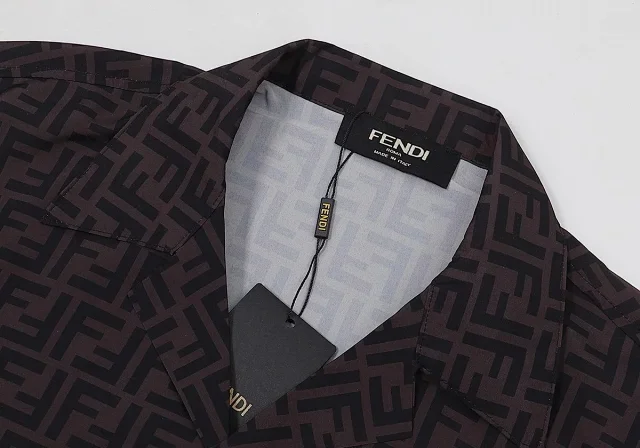 Fendi Shirts Short-Sleeve FF Monogram Camp-Collar Shirt product detail image 15