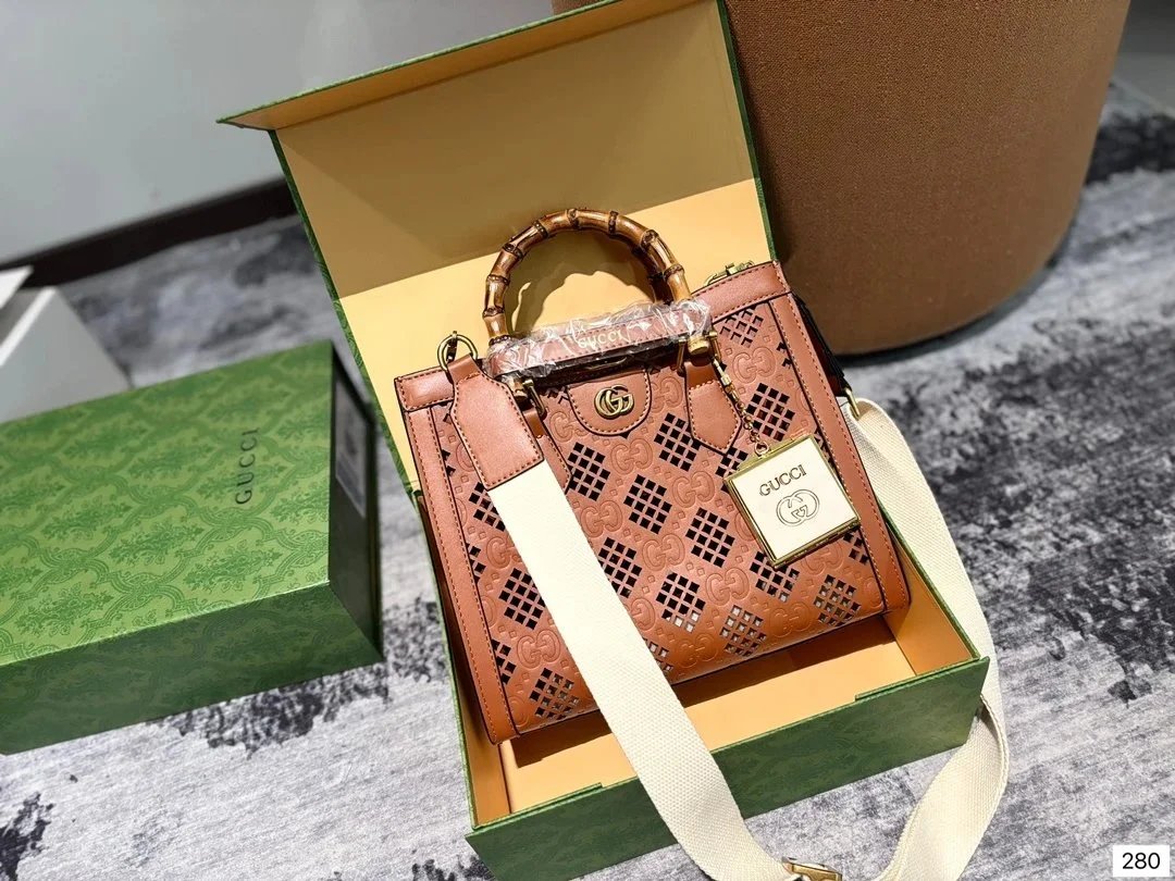 Gucci Hobo Bucket Bag Beige Brown GG Monogram with Web Stripe Shoulder Bag - 32