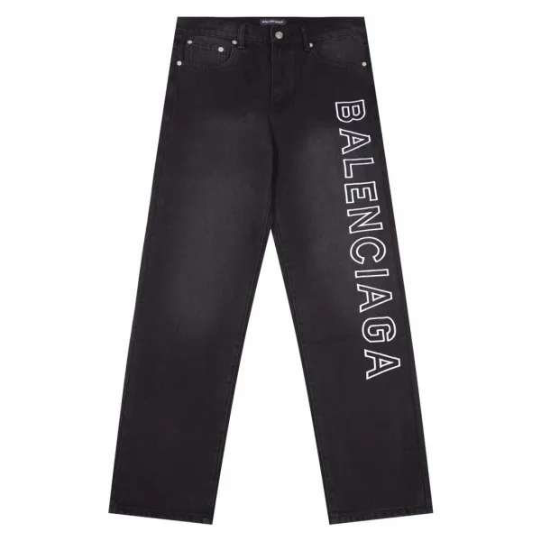 Balenciaga Distressed Wide-Leg Jeans Dark Wash - 15