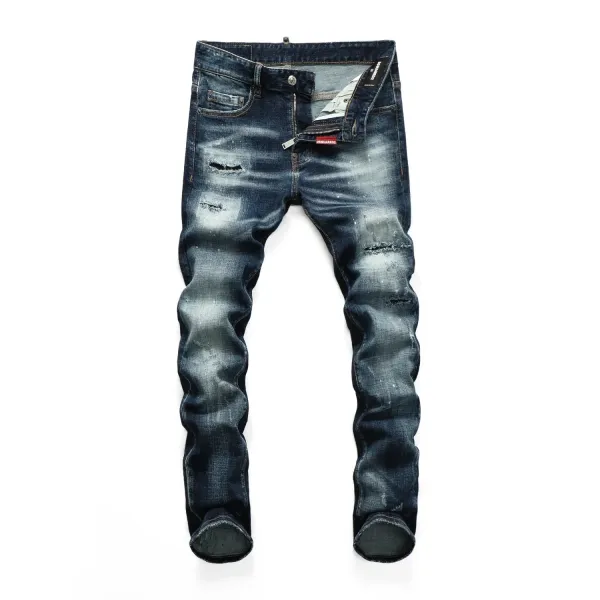 Dsquared2 Distressed Gray Paint-Splatter Slim Fit Jeans - 21