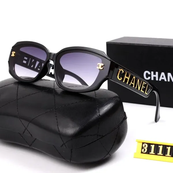 Chanel Square Frame Sunglasses Black with Gold CC Logo - 3