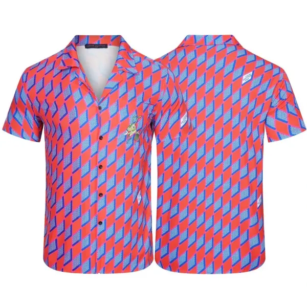 Design Short-Sleeve Button-Up Shirt with Abstract Graphic Pocket White - 26