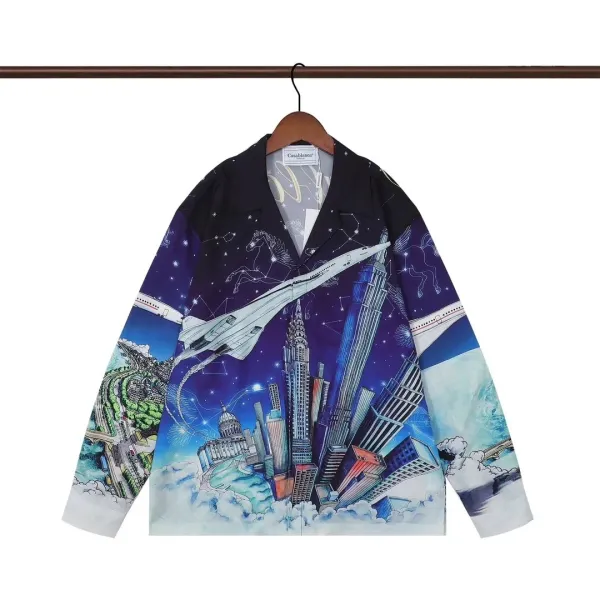 Casablanca Cityscape Print Shirt Navy Multicolor - 1