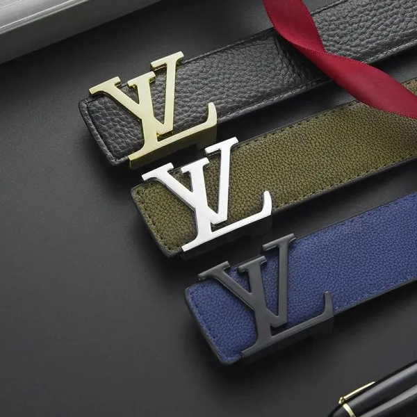 Louis Vuitton Reversible Belt Olive Green and Navy Leather Belt - 3