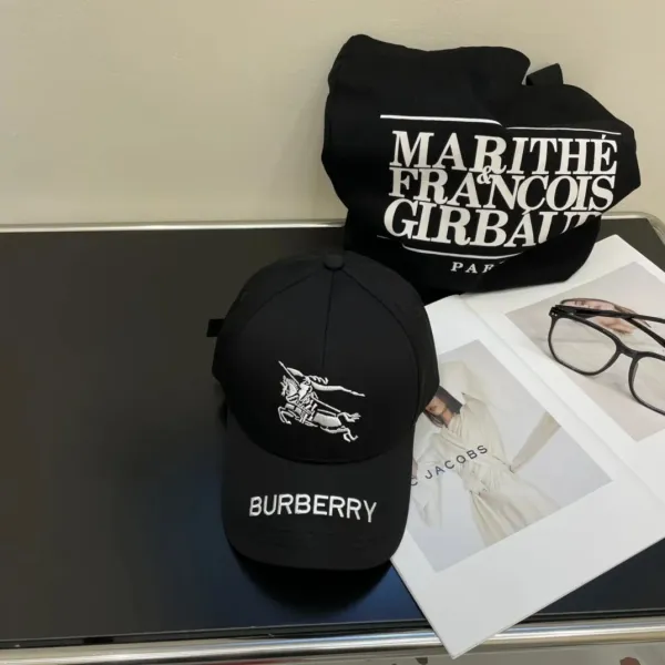 Burberry Logo Embroidery Baseball Cap Black - 6