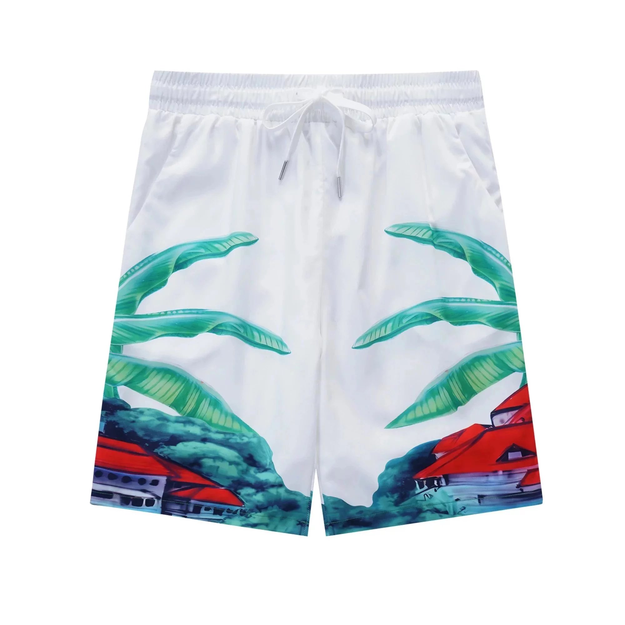AMI Paris Tie-Dye Logo Print Shorts Navy and White - 26