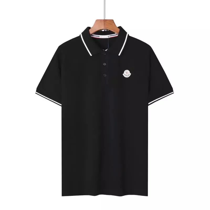 Moncler Logo Embroidered Navy Polo Shirt with Red Trim - 19