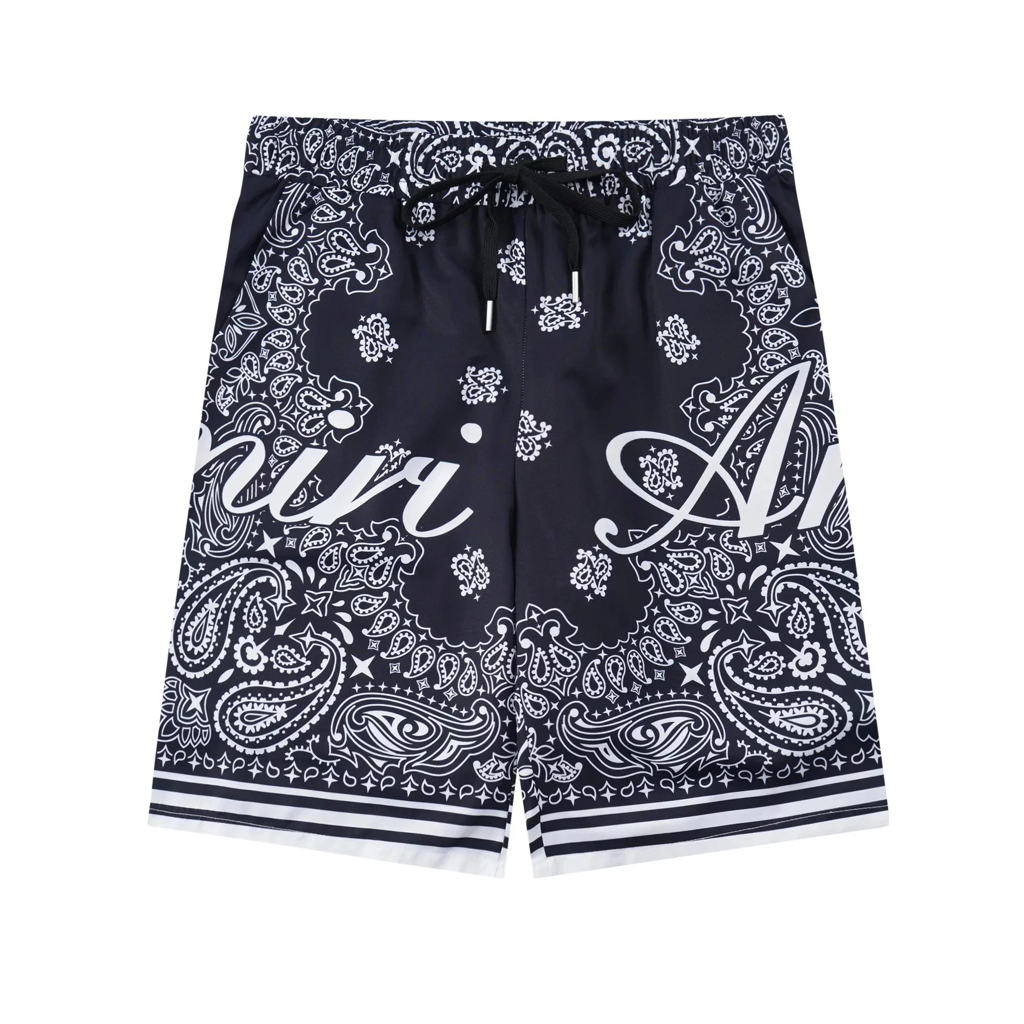 AMI Paris Tie-Dye Logo Print Shorts Navy and White - 35