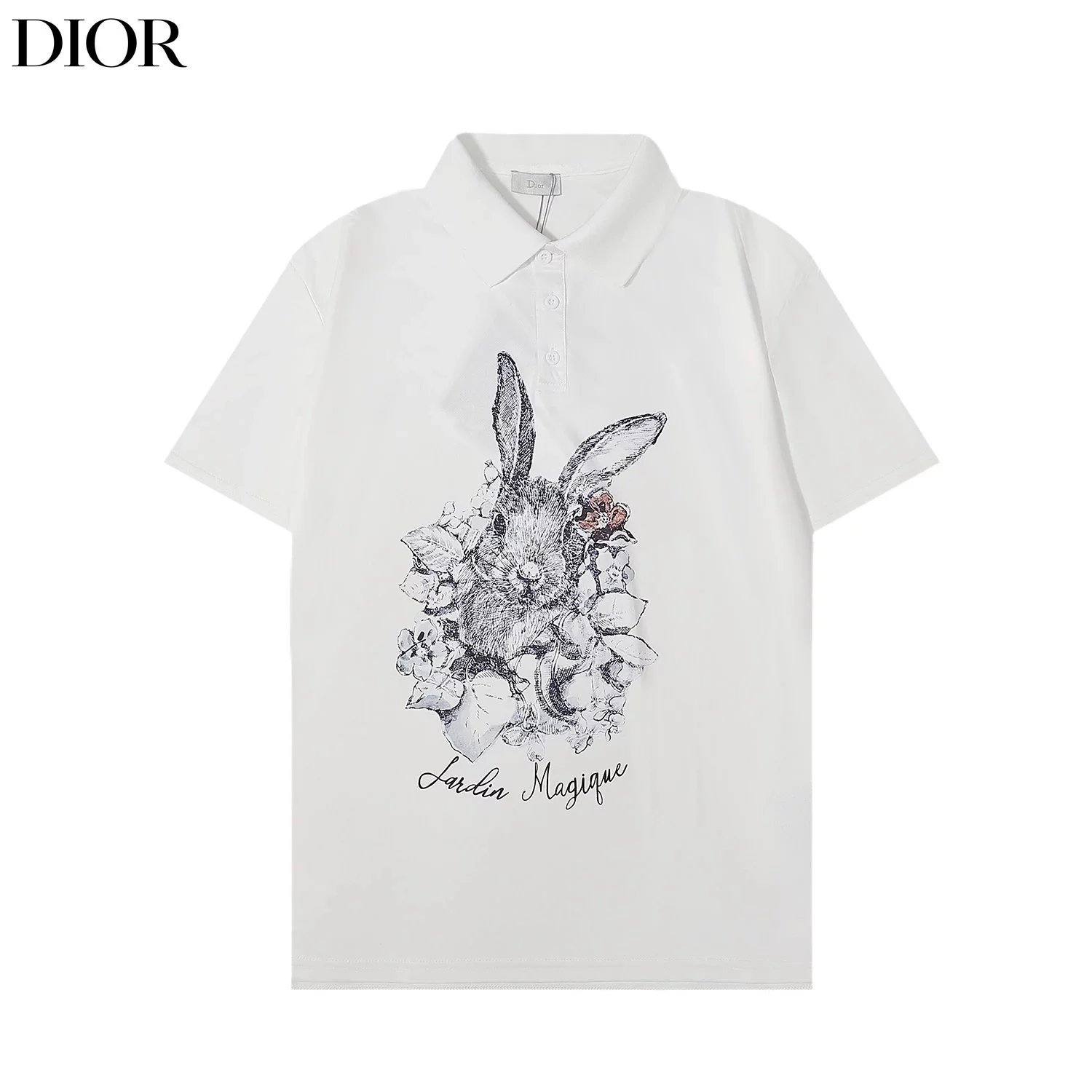 Dior Oblique Print Polo White Polo Shirt - 28
