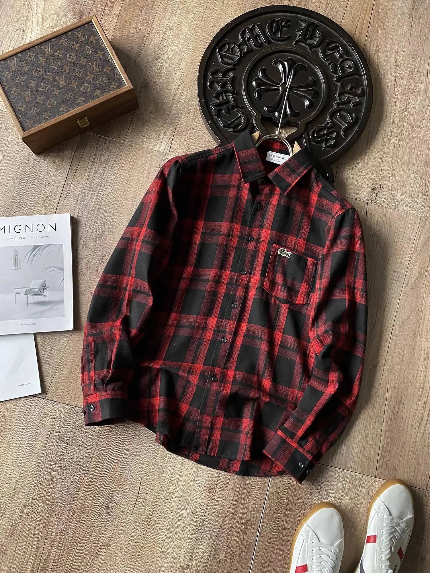 Lacoste Classic Plaid Shirt Navy Blue Shirt - 8
